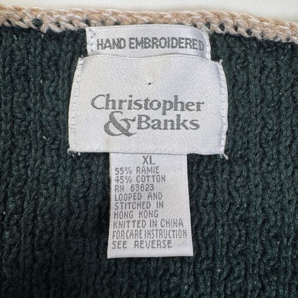 Vintage Christopher & Banks Hand Embroidered Crochet Sweater Vest XL Cottagecore - Picture 7 of 7